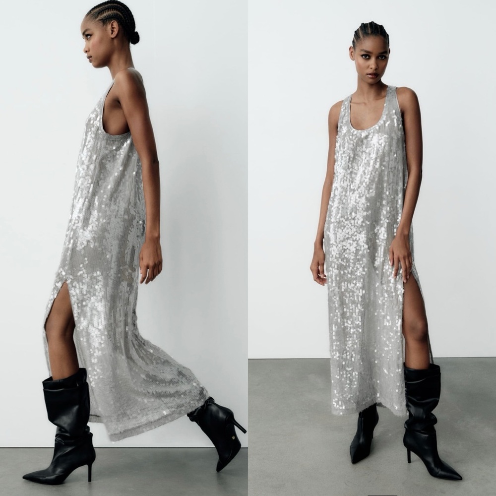 BLOGGERS FAV ZARA RACERBACK SEQUIN DRESS - Picture 4 of 4